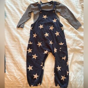next Navy Overalls with Cream Star Print